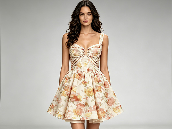 Dreamy Pink Floral Linen Mini Dress
